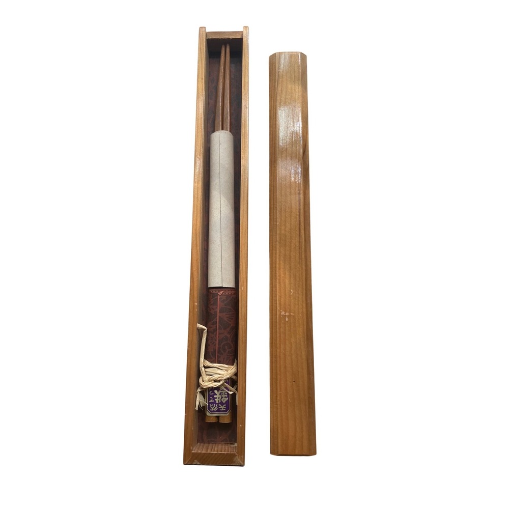Vintage Japanese Natural Ironwood Chopsticks‎ in Wooden Box Tennen Tetsuboku